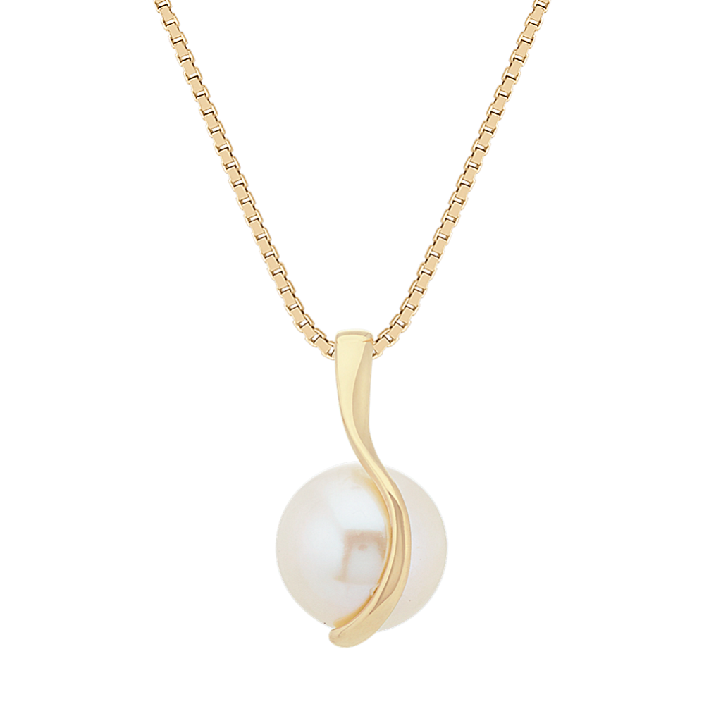 9mm Freshwater Cultured Pearl Pendant in 14k Yellow Gold (18 in)