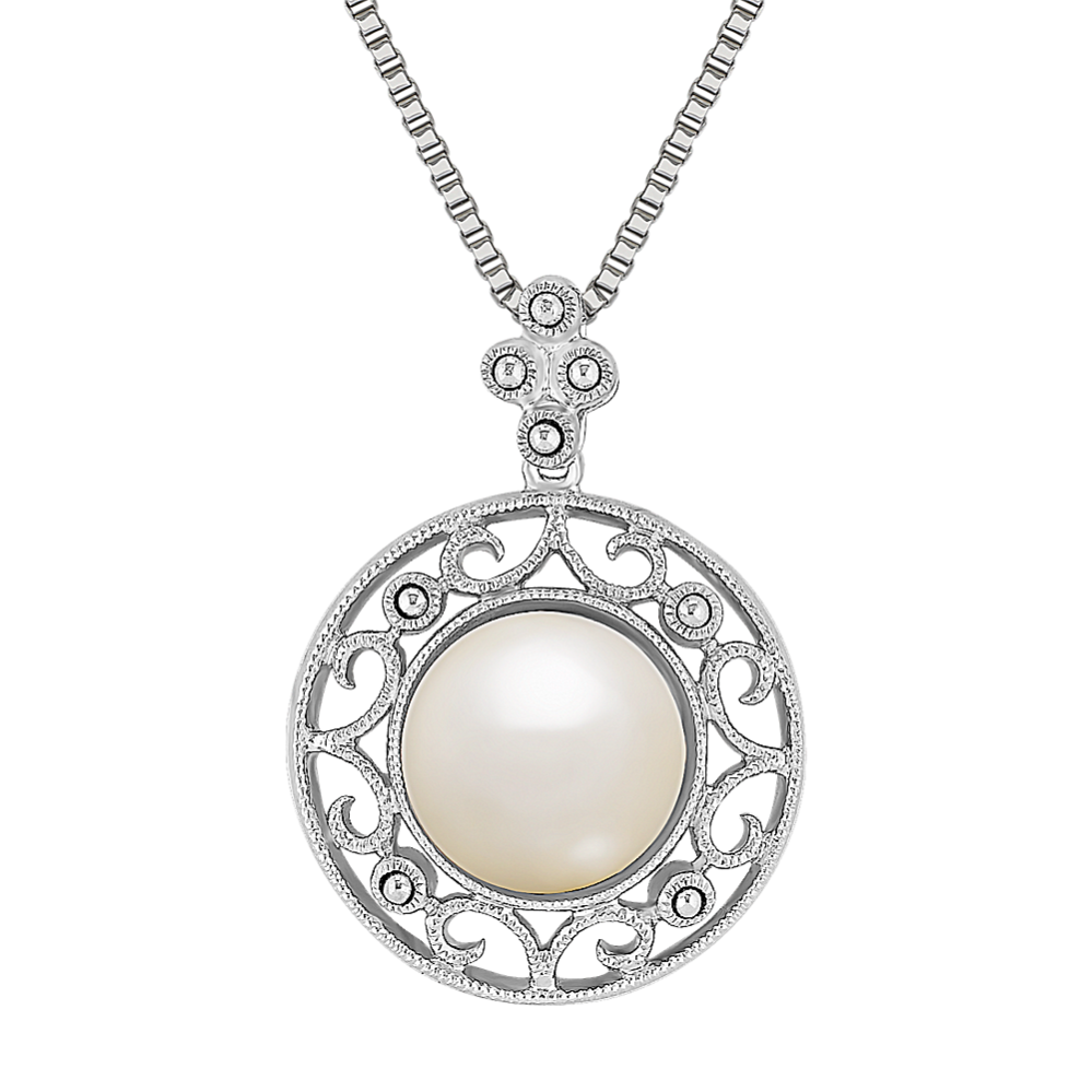 9mm Freshwater Cultured Pearl Pendant in Sterling Silver (18'')