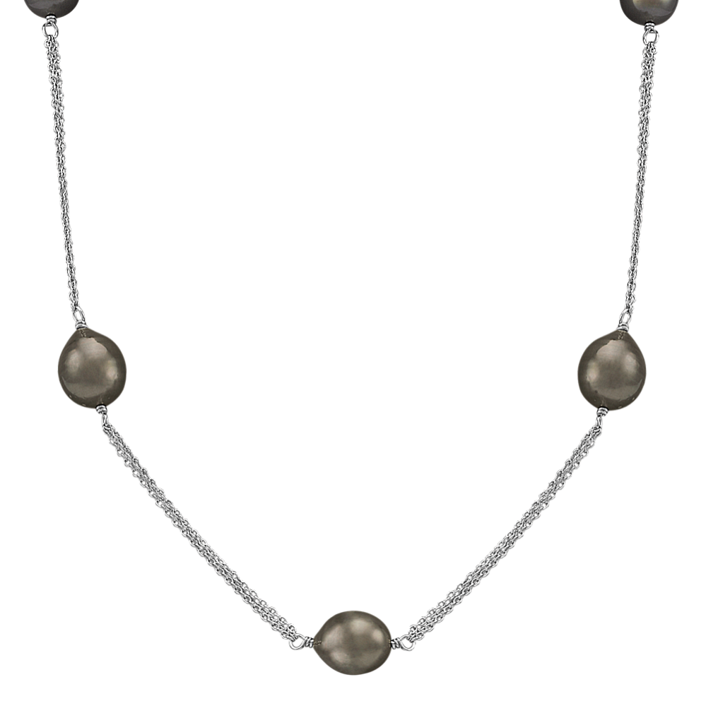 9mm Tahitian Cultured Pearl and Sterling Silver Necklace (25 in)
