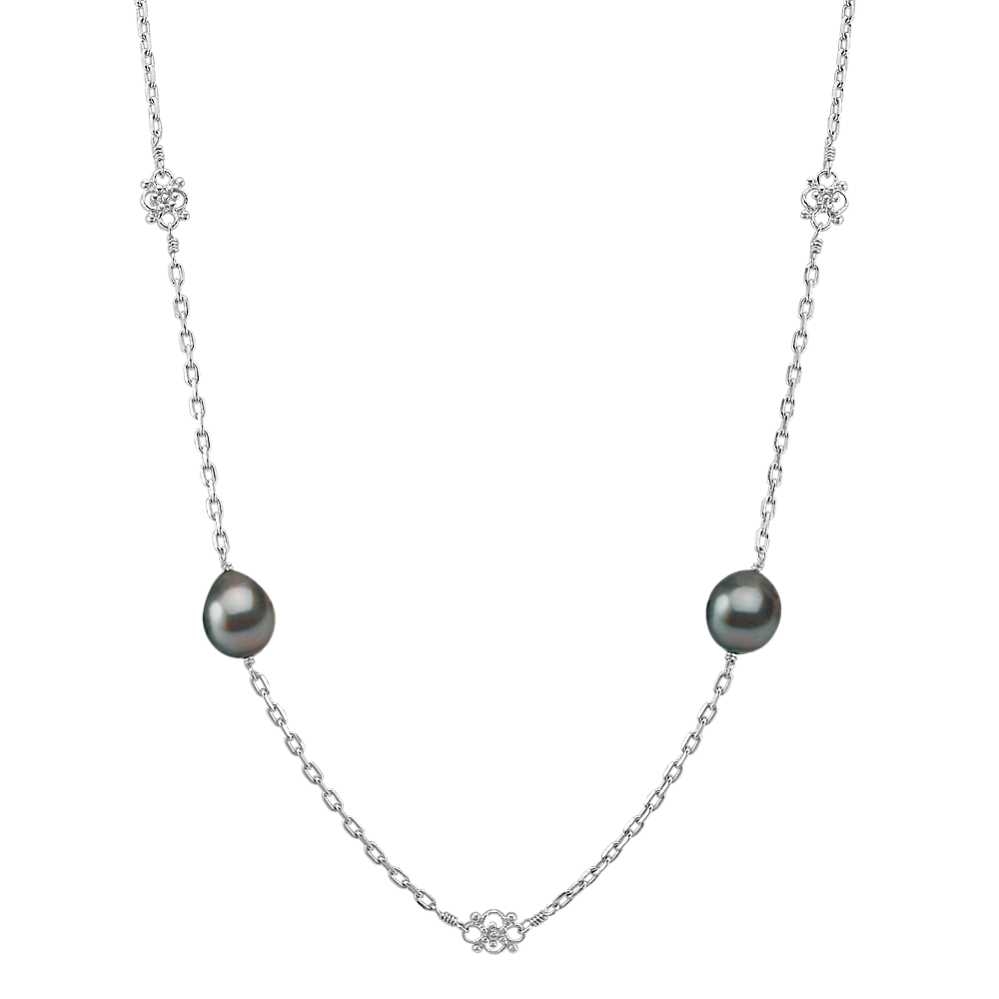 9mm Tahitian Cultured Pearl and Sterling Silver Necklace (30'')