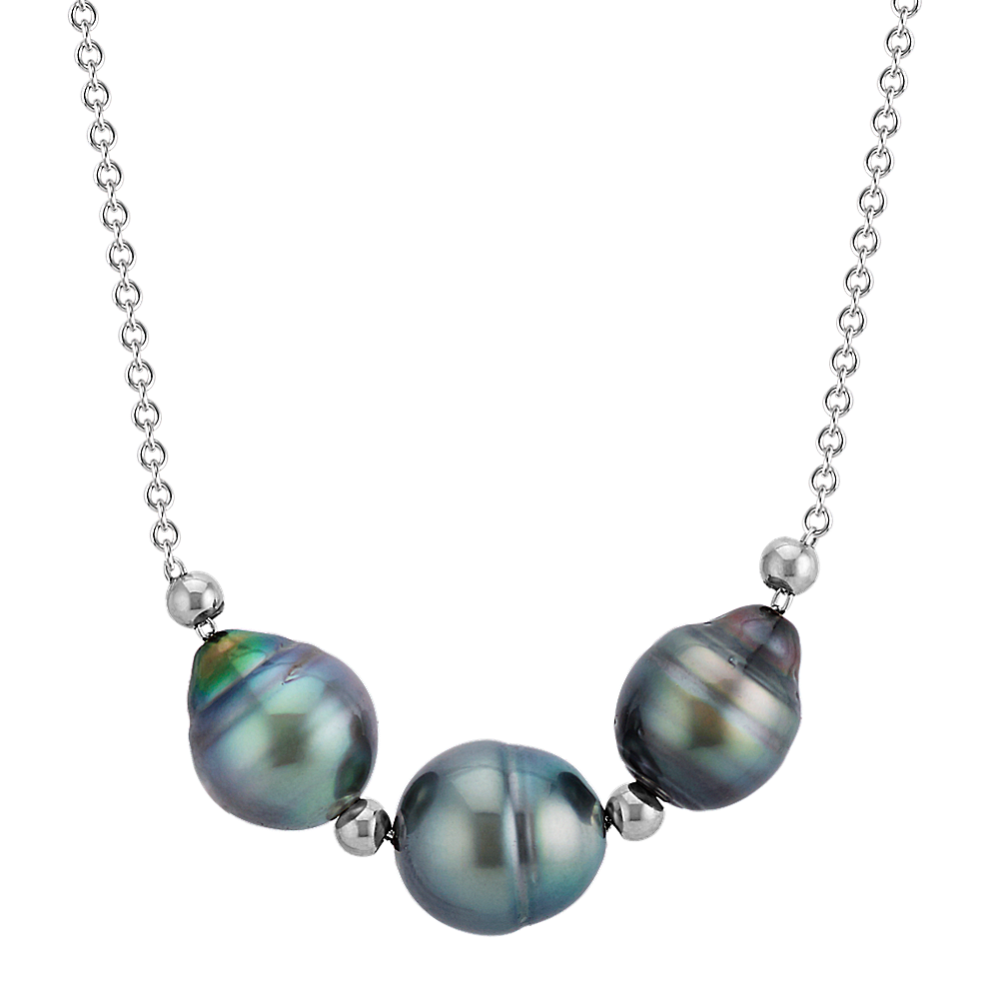 9mm Tahitian Triple Cultured Pearl Sterling Silver Necklace (18 in)
