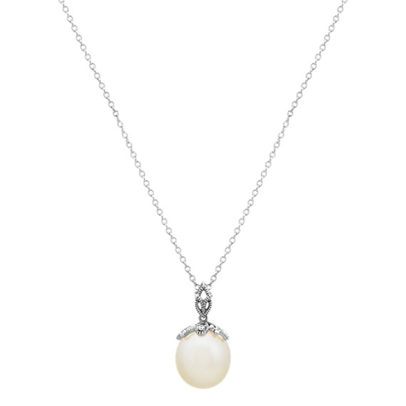 9mm Freshwater Pearl Pendant in Sterling Silver (20 in) | Shane Co.