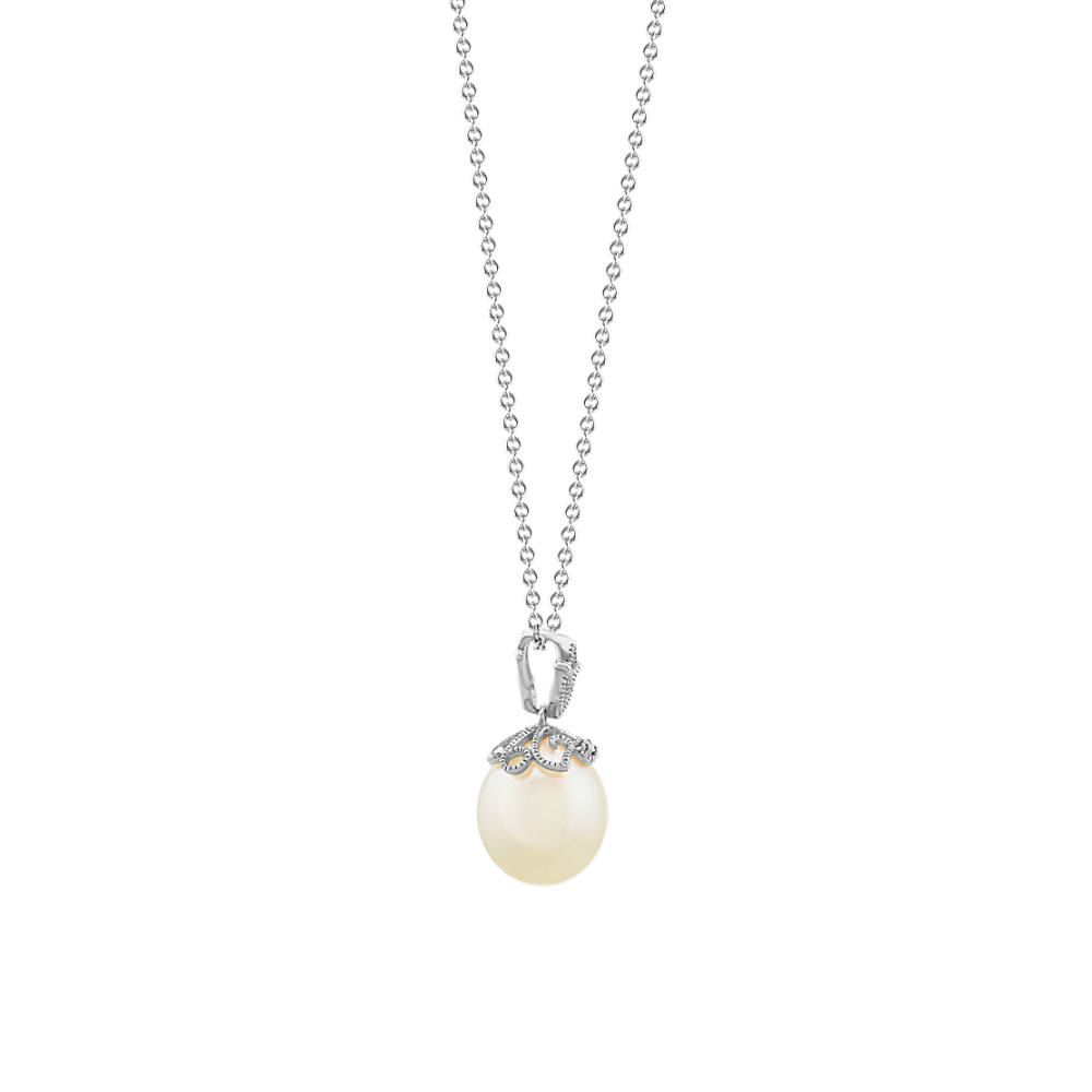 9mm Freshwater Pearl Pendant in Sterling Silver (20 in) Shane Co.
