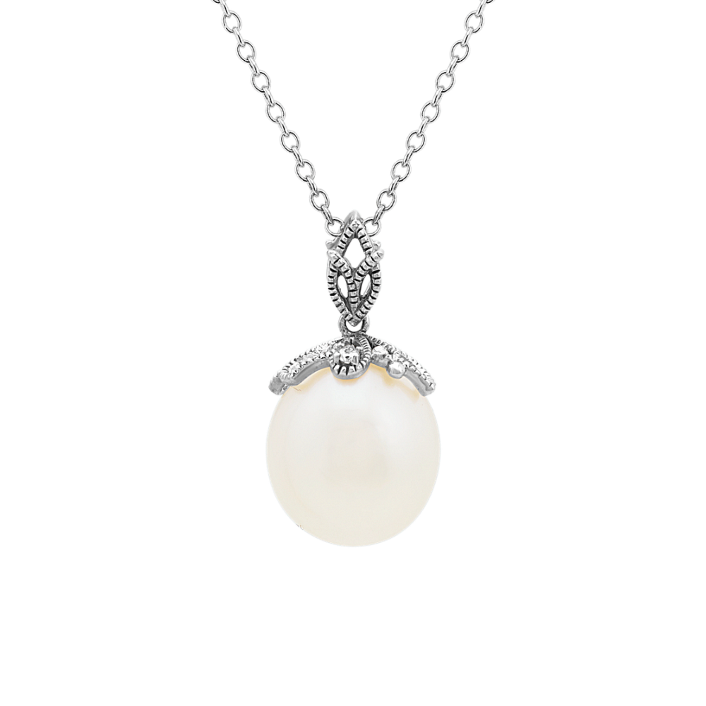 9mm Freshwater Pearl Pendant in Sterling Silver (20 in) Shane Co.