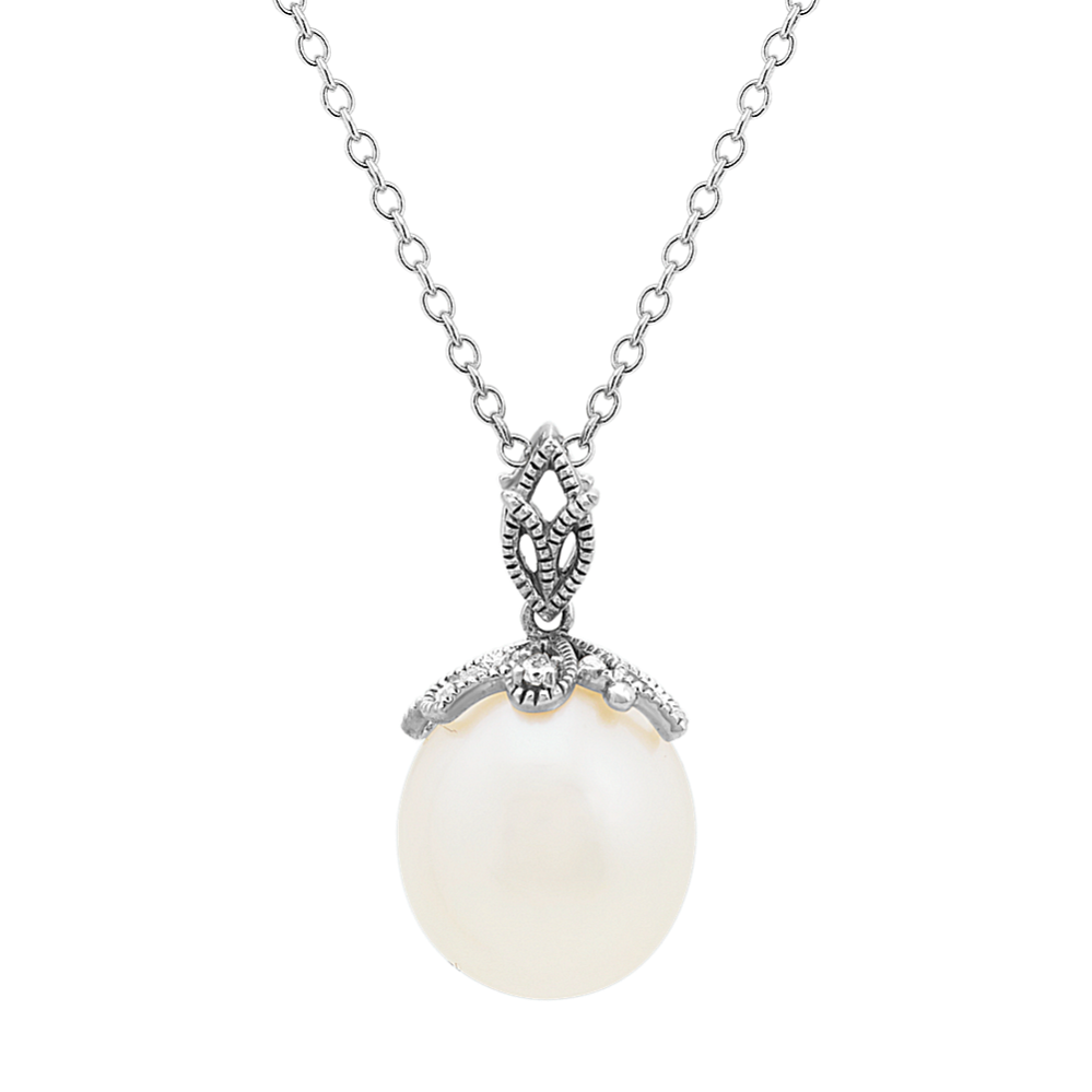 9mm Freshwater Cultured Pearl Pendant in Sterling Silver (20'')