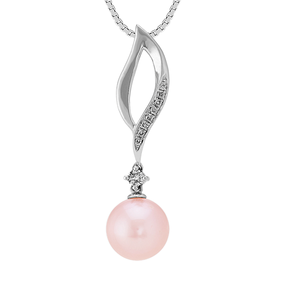 9mm Freshwater Cultured Pearl and Diamond Pendant (20 in)