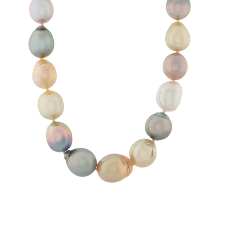 9mm Multi-Colored Baroque Cultured South Sea & Freshwater Pearl Strand (18 in)