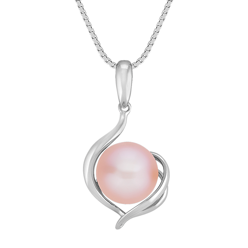 9mm Pink Freshwater Cultured Pearl and Sterling Silver Pendant (18'')