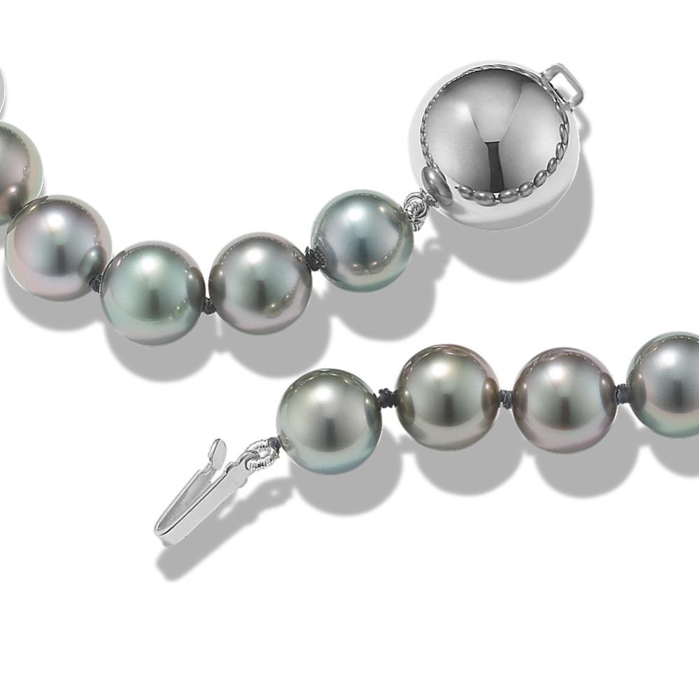9mm Silver Cultured Tahitian Pearl Strand | Shane Co.