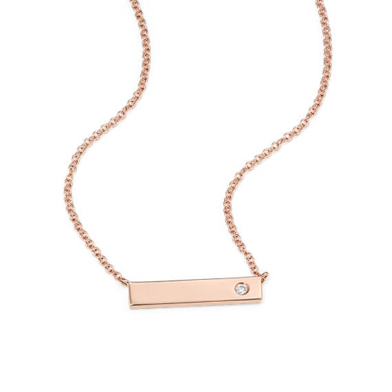 Diamond Accent Engravable Bar Necklace