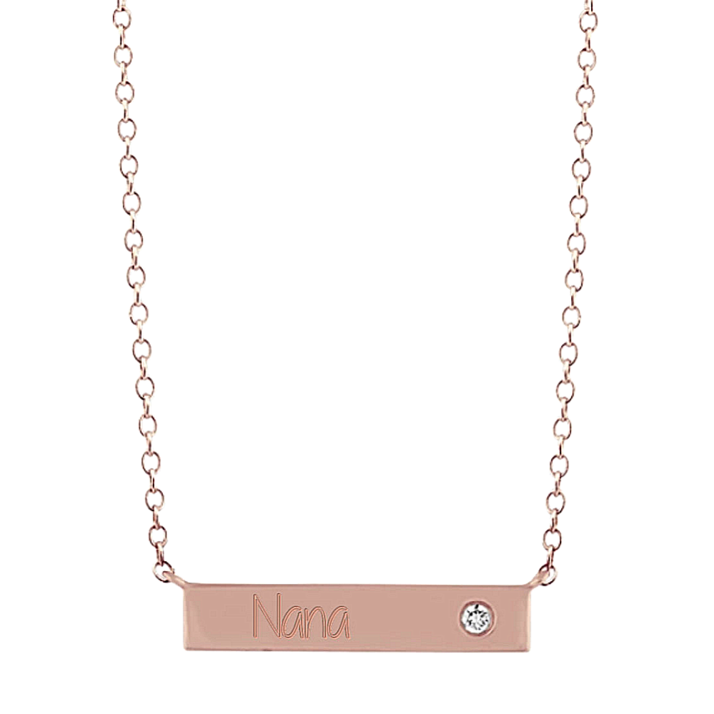 Diamond Accent Engravable Bar Necklace (18 in)