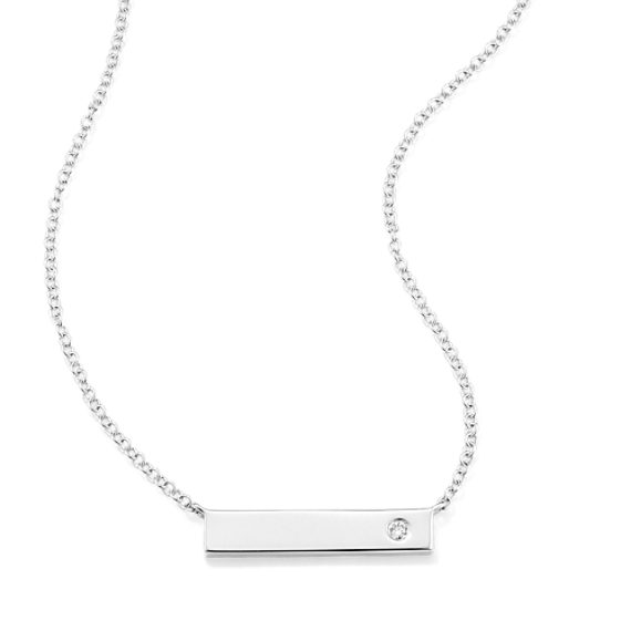 Diamond Accent Engravable Bar Necklace