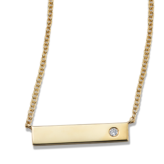 Diamond Accent Engravable Bar Necklace