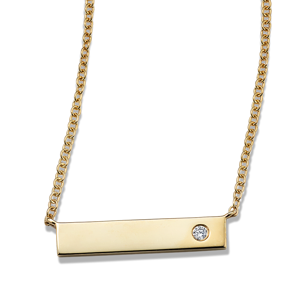 Diamond Accent Engravable Bar Necklace (18 in)