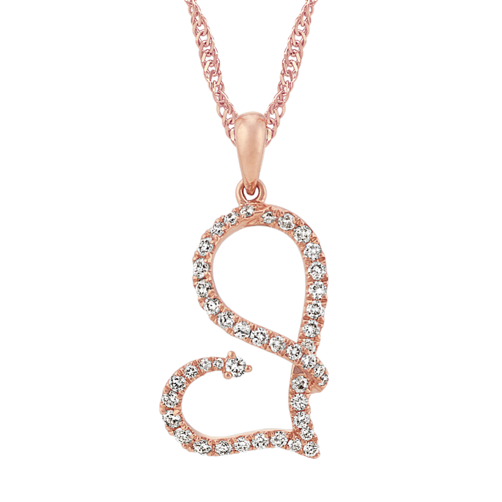 Abstract Heart Diamond Pendant in 14k Rose Gold (20 in)