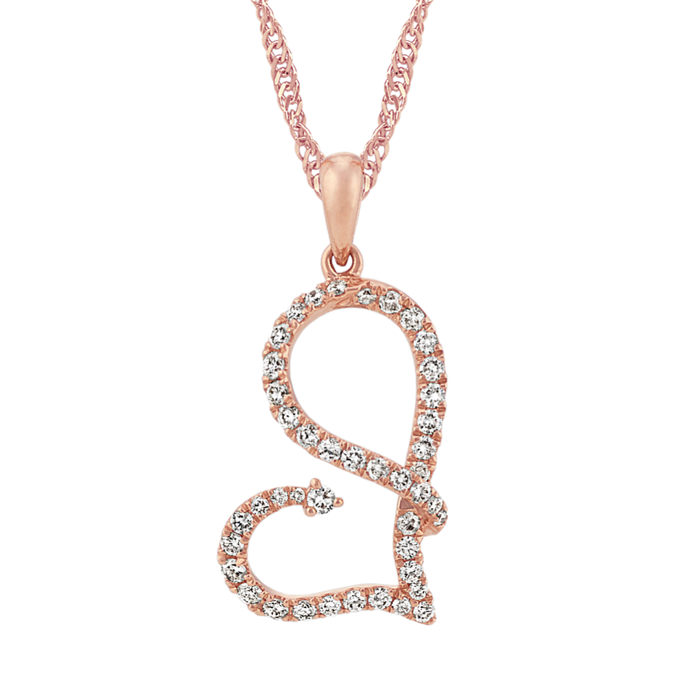 Abstract Heart Diamond Pendant in 14k Rose Gold (20'')