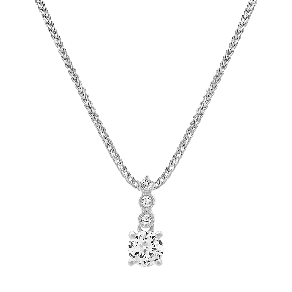 Alba White Sapphire Pendant in Sterling Silver (22 in)