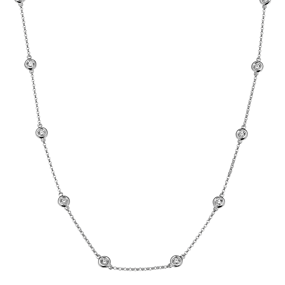 0.75 ct Bezel-Set Diamond Station Necklace