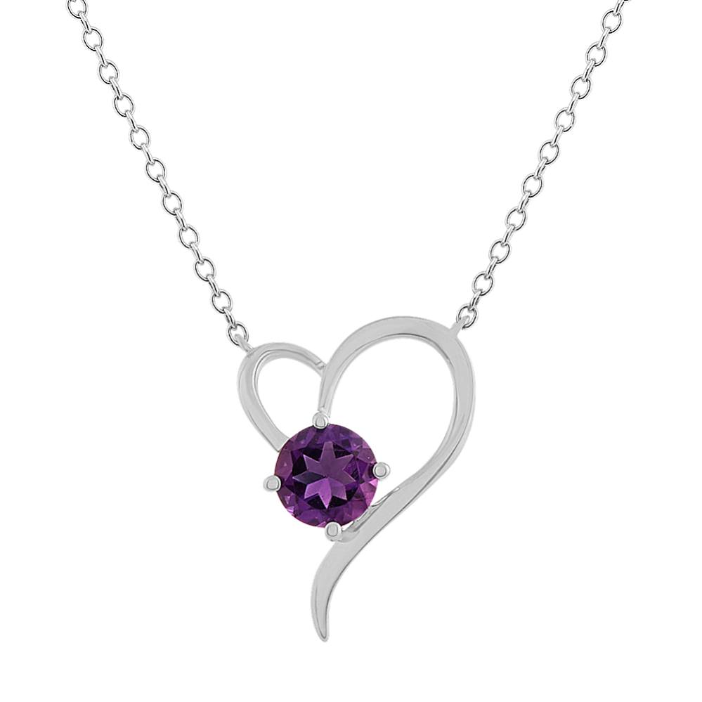 Amaryllis Amethyst Heart Necklace in Sterling Silver (18 in)