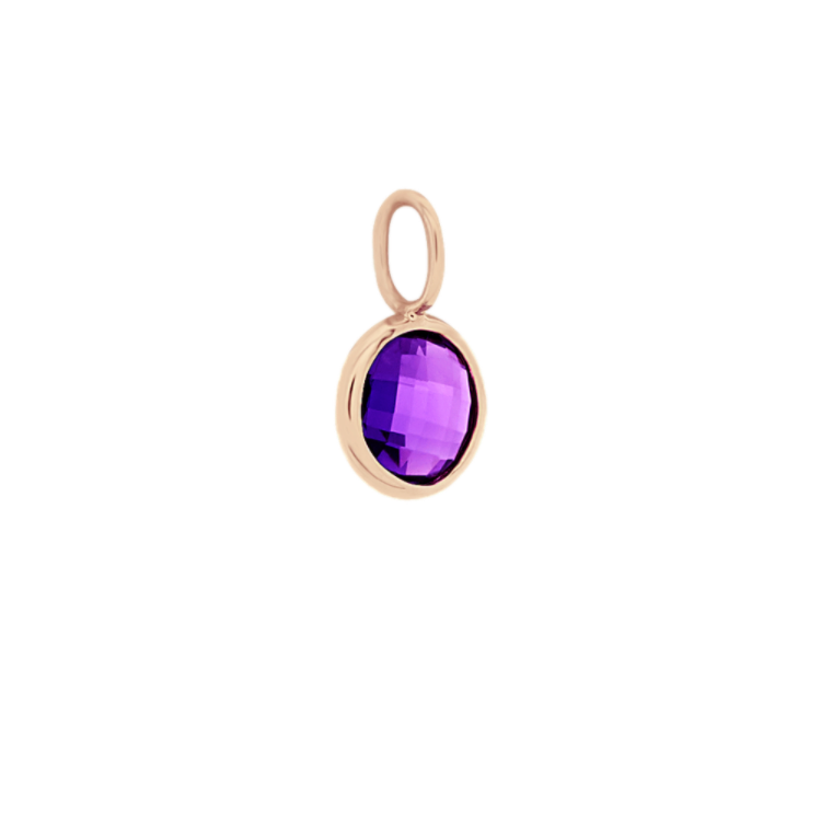 Natural Amethyst Charm in 14k Rose Gold