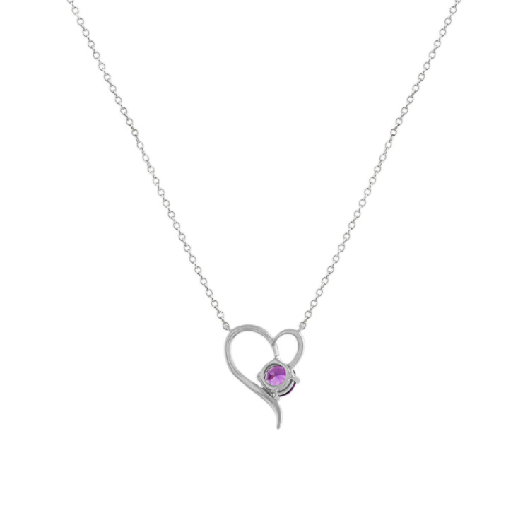 Amaryllis Natural Amethyst Heart Necklace in Sterling Silver (18 in)
