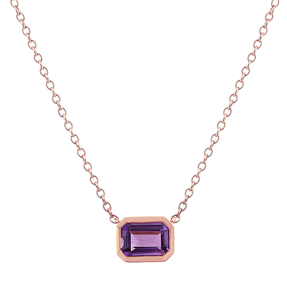 Amethyst Necklace in 14k Rose Gold (18 in)