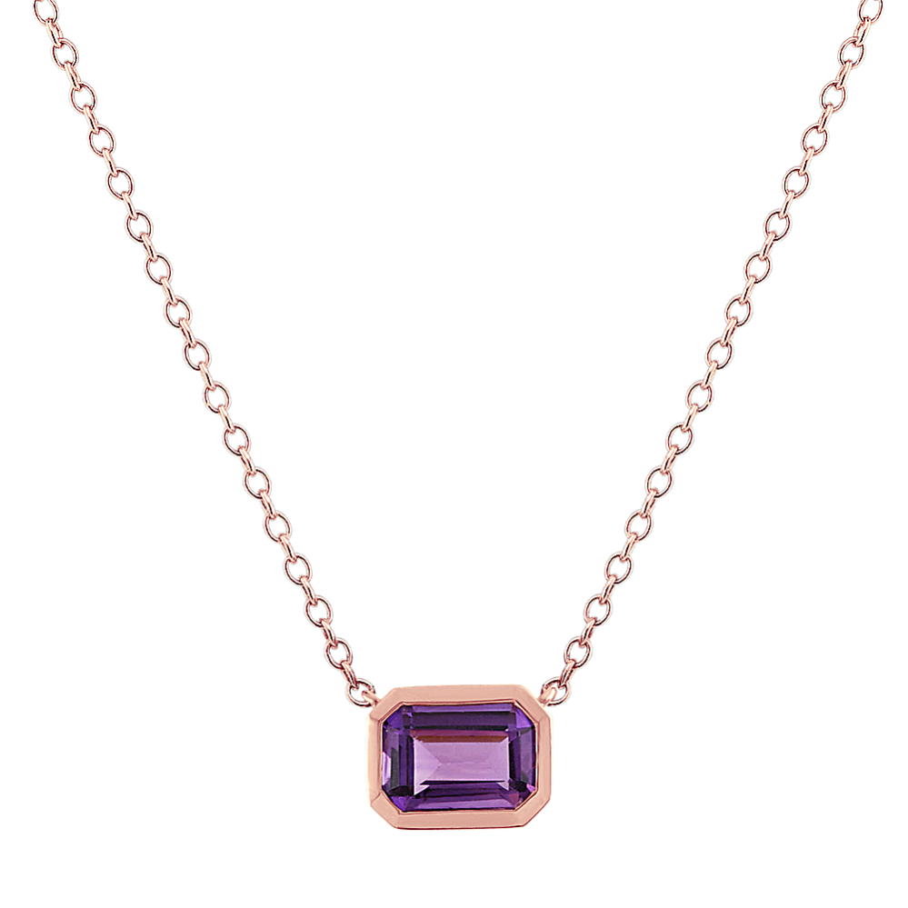 Amethyst Necklace in 14k Rose Gold (18'')