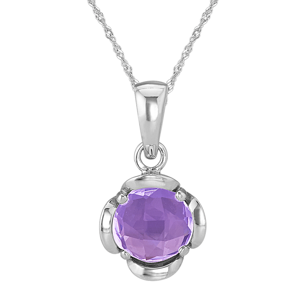 Amethyst Pendant in Sterling Silver (20'')