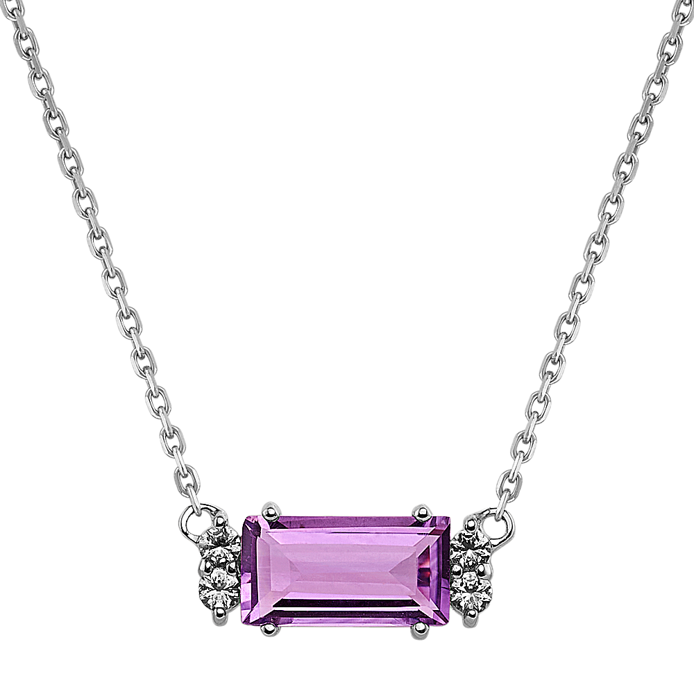 Raine Amethyst and Diamond Necklace in Sterling Silver (18 in)