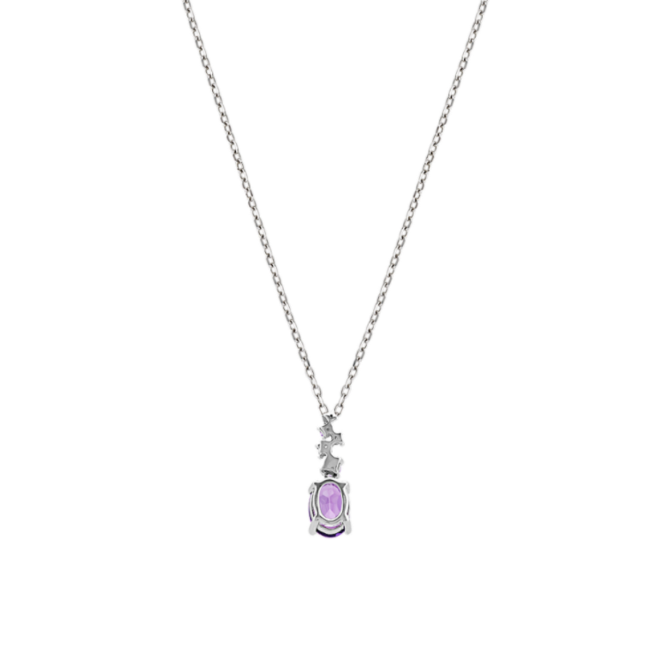Seraphina Natural Amethyst and Natural Diamond Pendant in Sterling Silver (18 in)