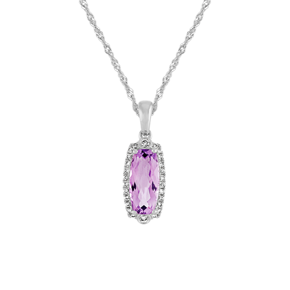 Amethyst and Diamond Pendant (22'')