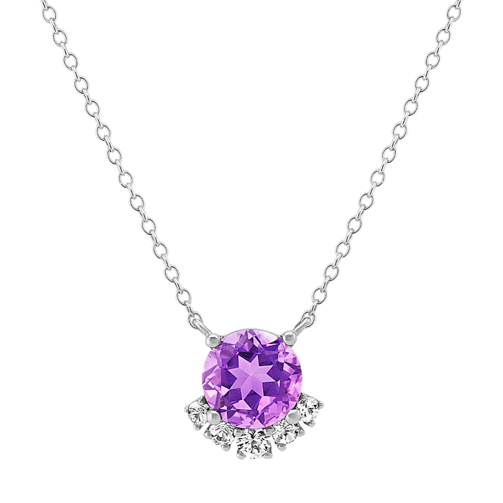 Amethyst and White Sapphire Necklace (18 in)