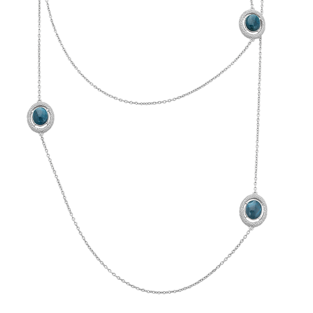 Apatite and Sterling Silver Necklace (48 in)