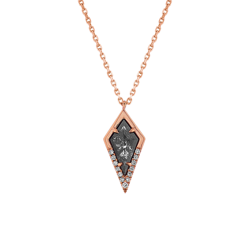 Zetta Pepper Natural Diamond Pendant in 14k Rose Gold (22 in)
