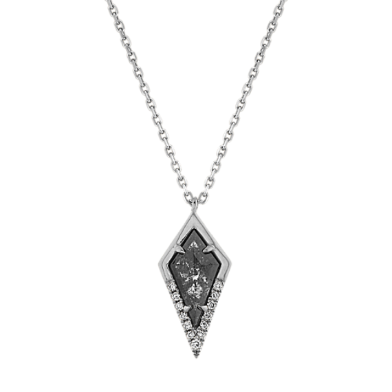Zetta Pepper Diamond Pendant in 14k White Gold (22'')