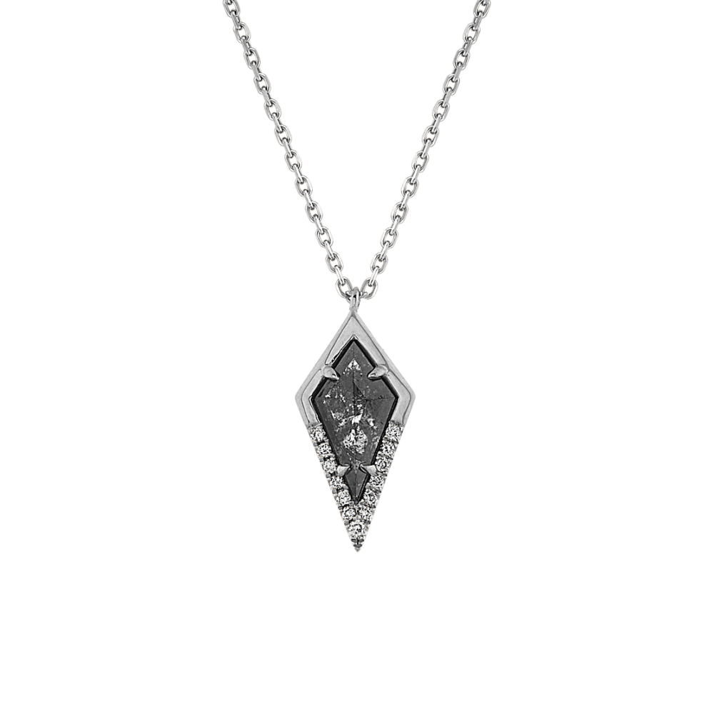 Zetta Pepper Natural Diamond Pendant in 14k White Gold (22 in)