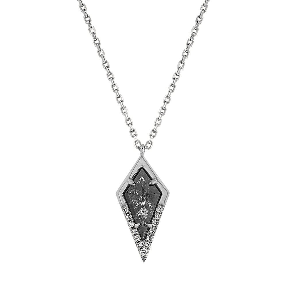 Zetta Pepper Diamond Pendant in 14k White Gold (22 in)