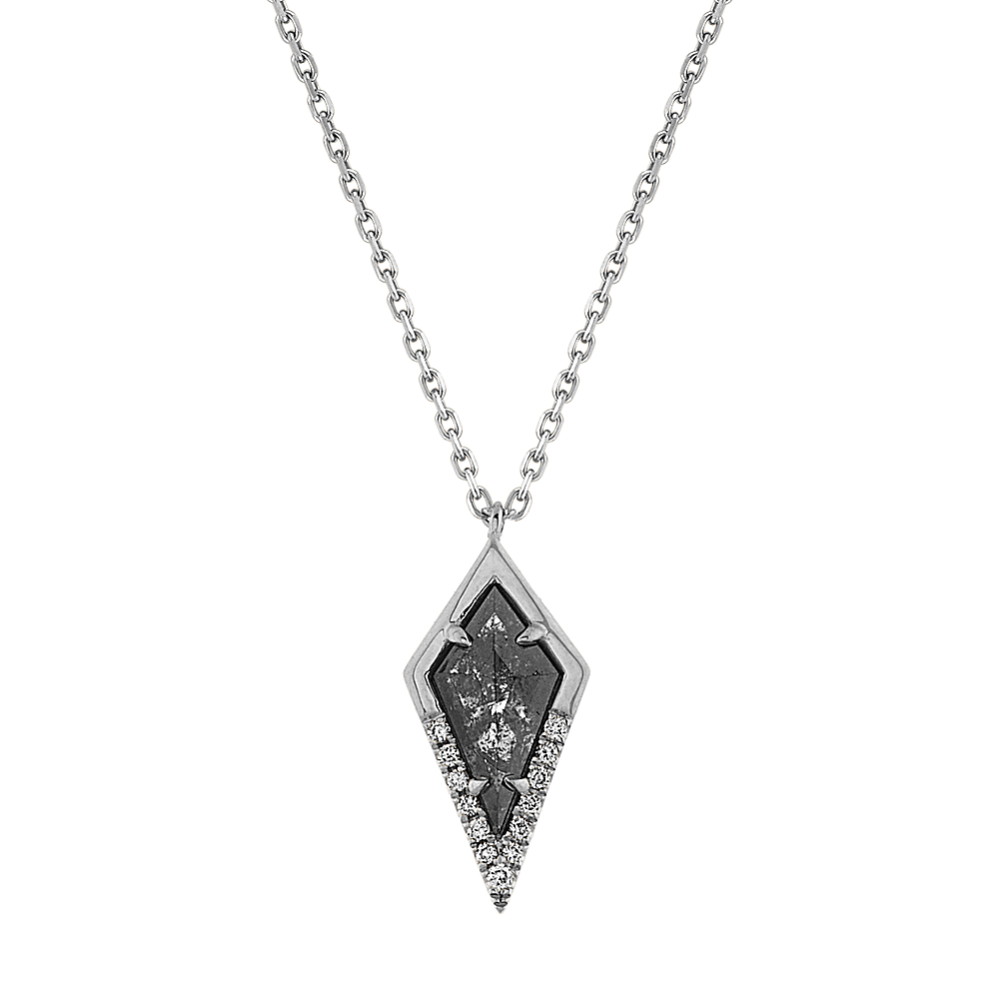 Zetta Pepper Diamond Pendant in 14k White Gold (22'')