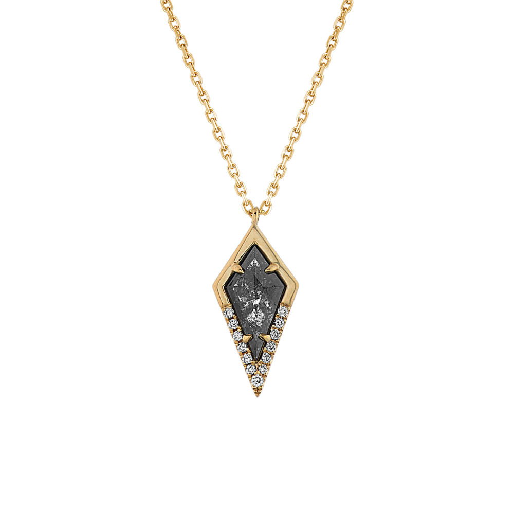 Zetta Pepper Natural Diamond Pendant in 14k Yellow Gold (22 in)