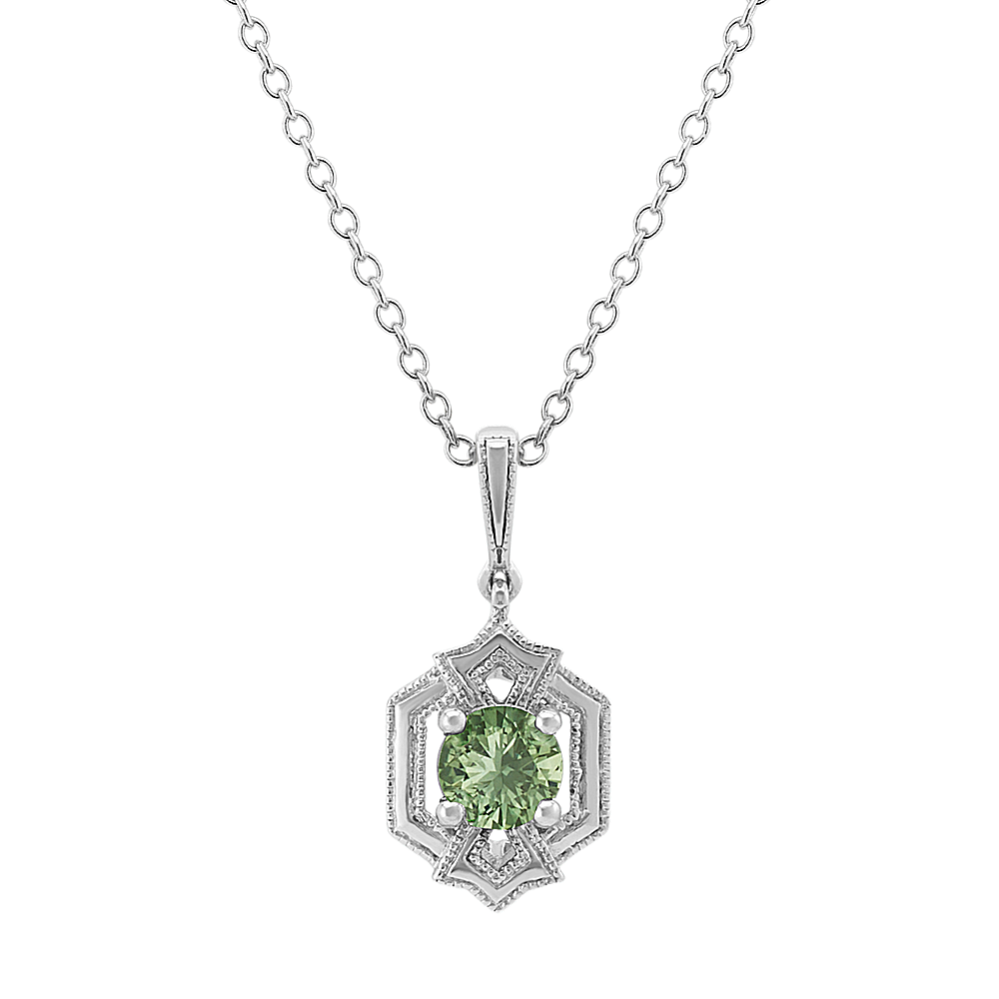 Art Deco Green Sapphire Pendant (20'')