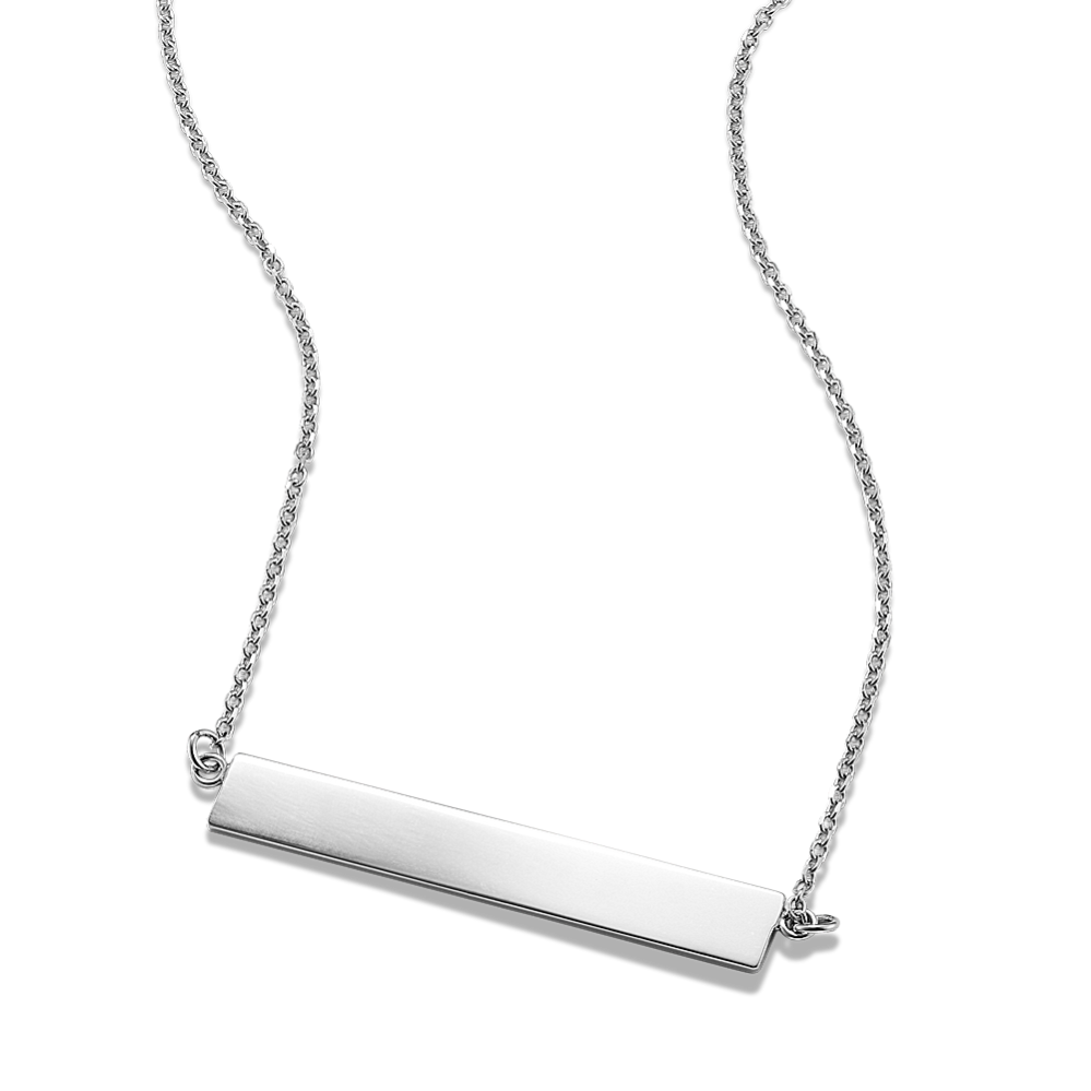 14K White Gold Bar Necklace