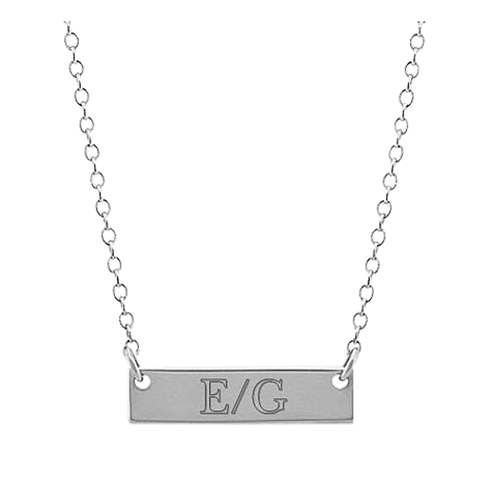Petite 14K White Gold Bar Necklace