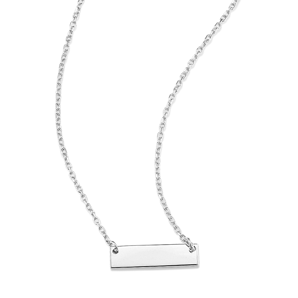 Petite 14K White Gold Bar Necklace