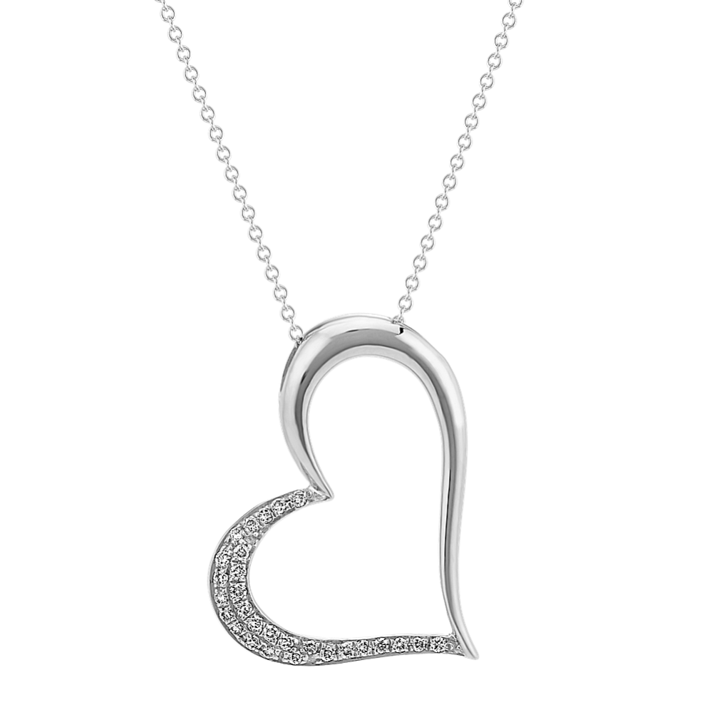 Asymmetrical Diamond Heart Pendant (22 in.)