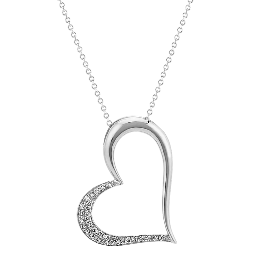 Asymmetrical Diamond Heart Pendant (22'')