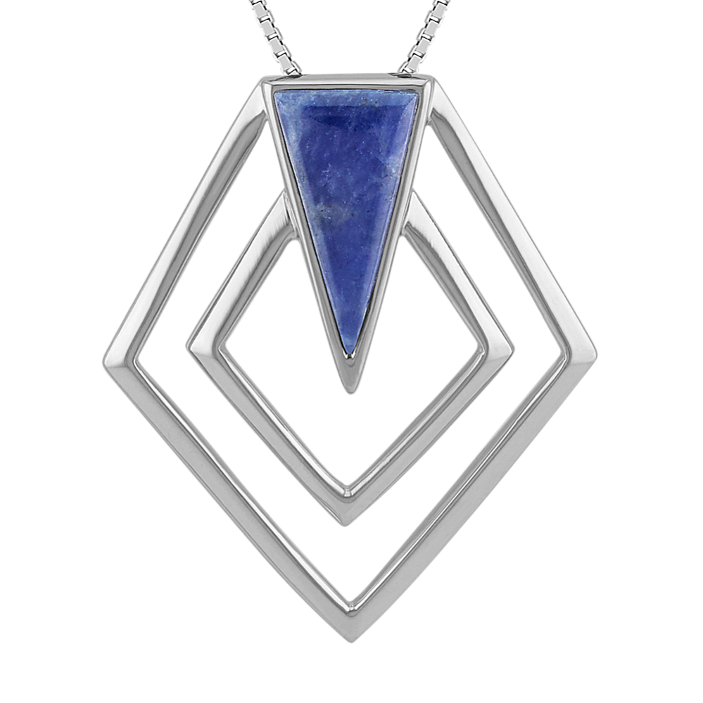 Asymmetrical Octagon Sodalite Pendant in Sterling Silver (18'')