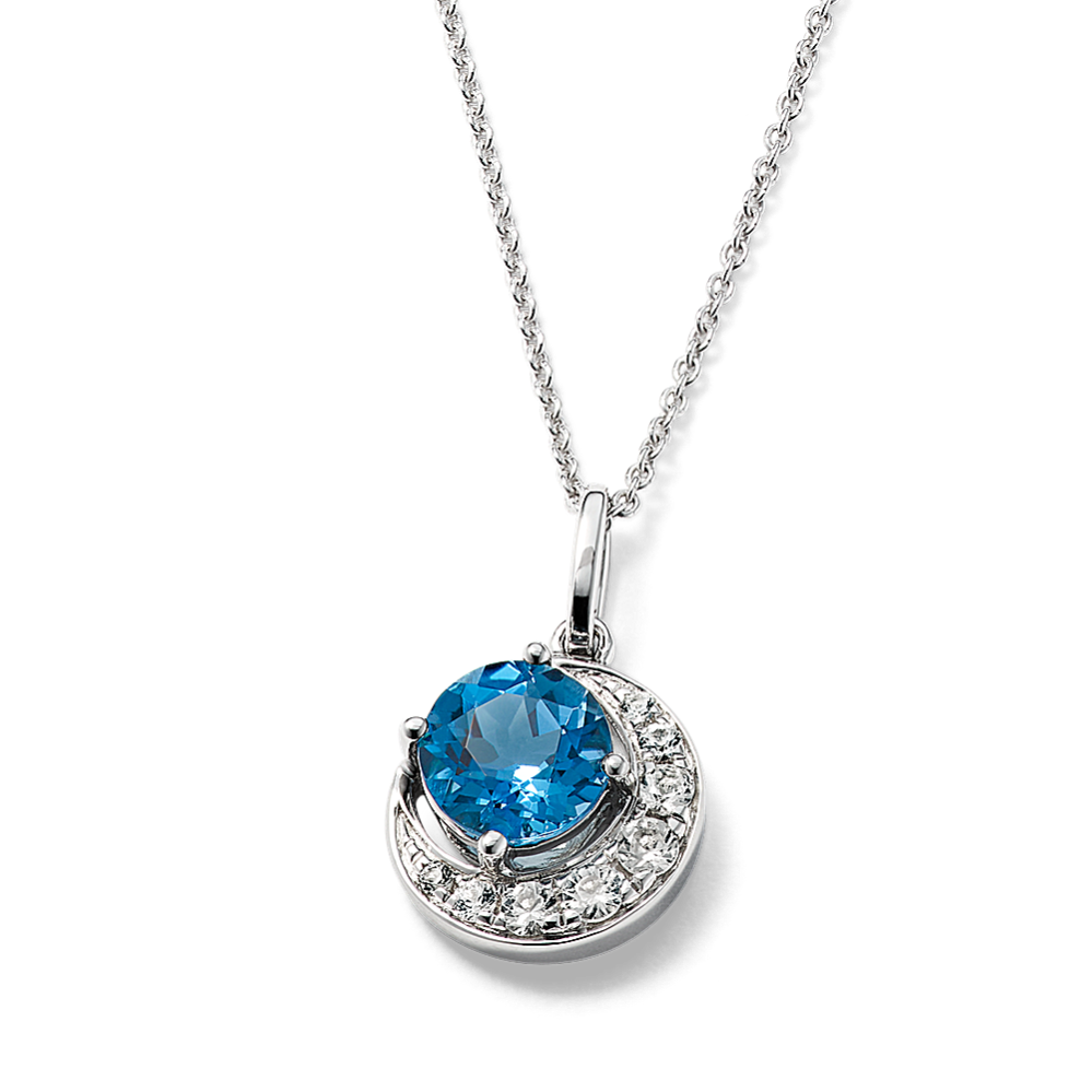 Aurora Topaz & Sapphire Pendant (20 in)