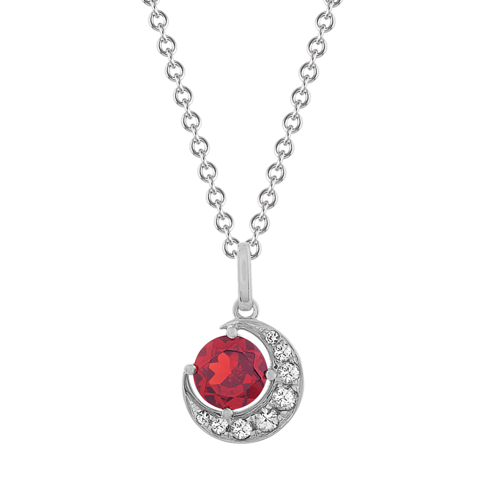 Aurora Garnet & Sapphire Pendant (20'')