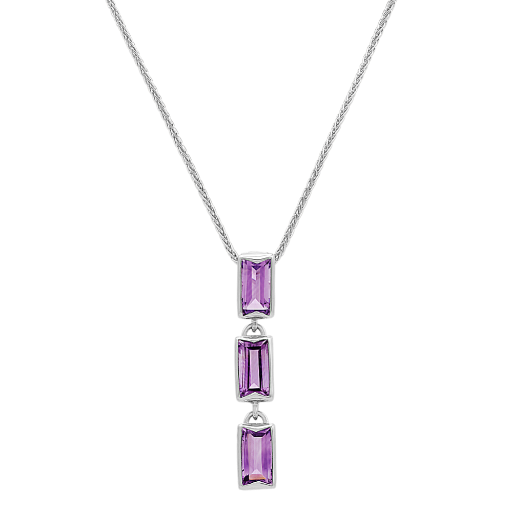 Baguette Amethyst Pendant (30'')