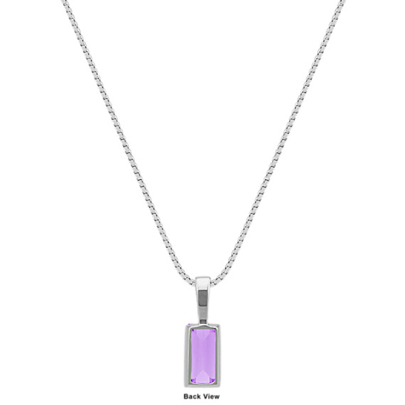 Baguette Amethyst Solitaire Pendant In Sterling Silver 18 Tap To Zoom Thumbnail